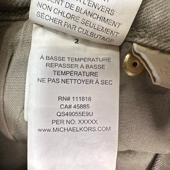 Michael Kors Chino Pants WMNS 10 Olive Green Straight Leg High Rise QS49055E9U - Picture 9 of 16